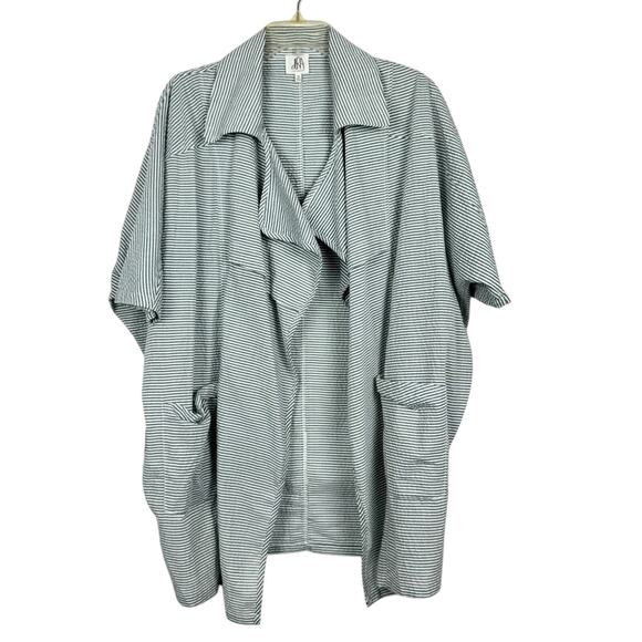 DRA Los Angeles X Anthropologie Drapework Jacket Seersucker Stripe Sz M Coastal - Picture 6 of 14